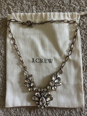 J. Crew Silver-Tone Clear Crystal Bib Necklace